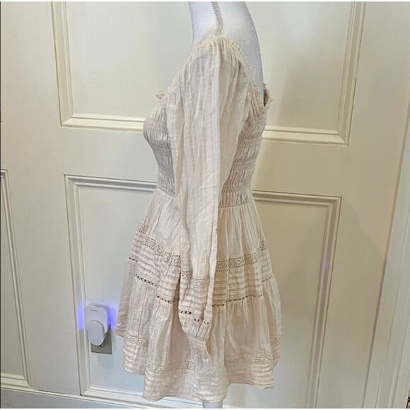 American Eagle elegant cream cotton long sleeve mini dress size small. - Picture 6 of 10